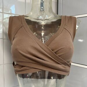 Cap Sleeve Wrap-Front Crop Top S NWOT